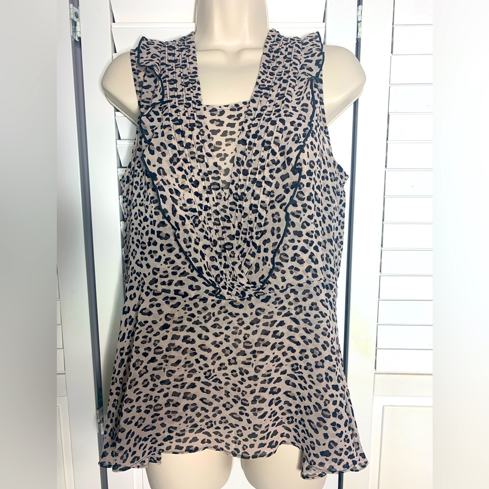 Cabi Style #3612 Flutter Top Leopard Print Size M… - image 1